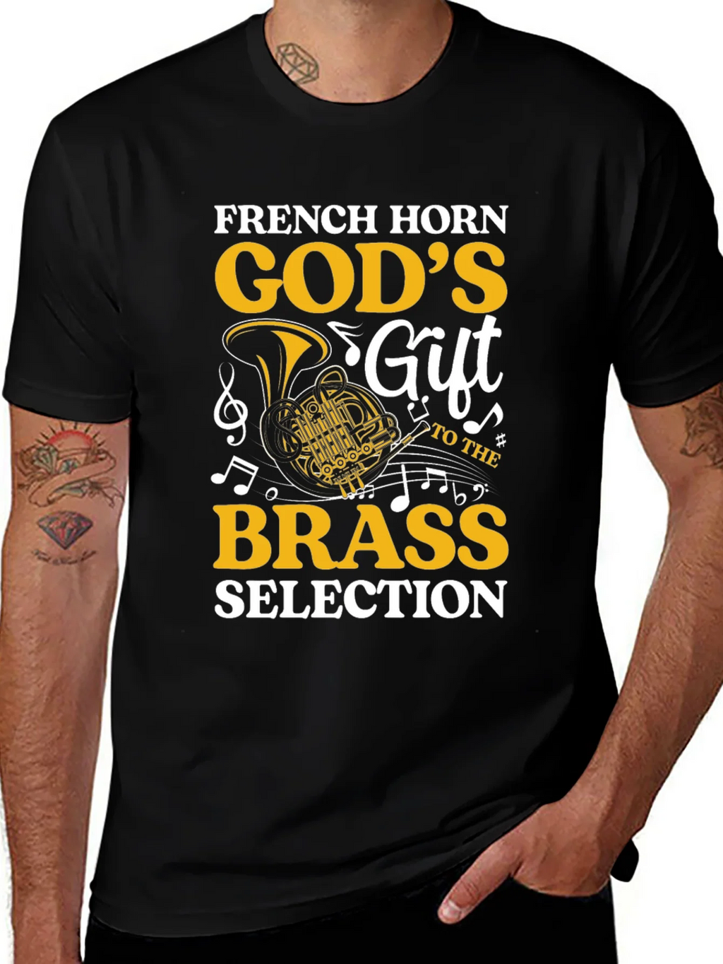 French Horn Gods Gift Brass Music Lover T-Shirt product image 1