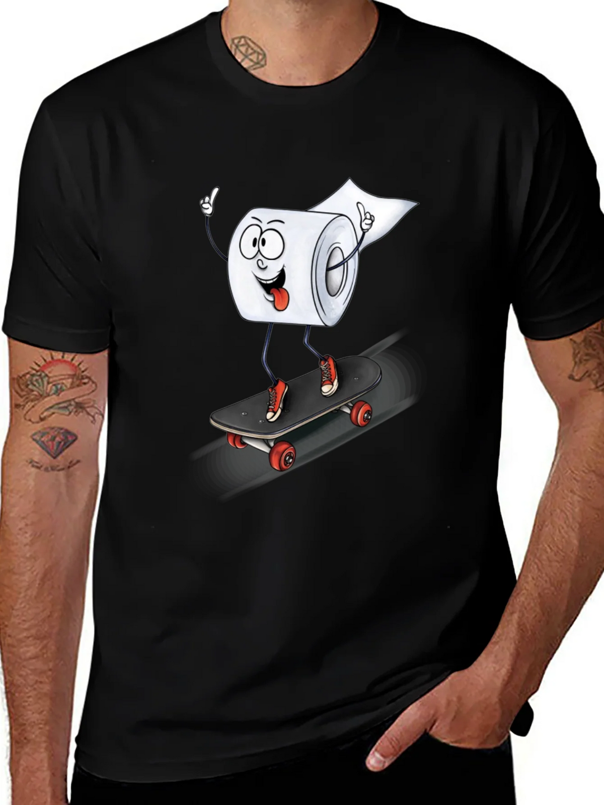 Skateboarding Toilet Paper Roll Graphic Tee product image 1