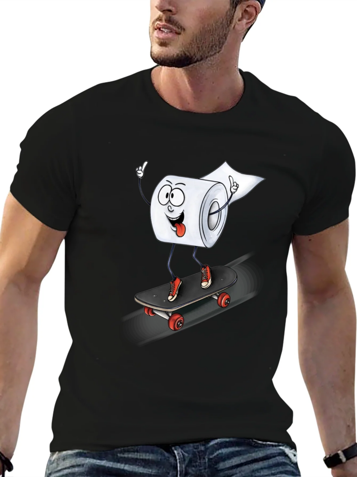 Skateboarding Toilet Paper Roll Graphic Tee product image 6