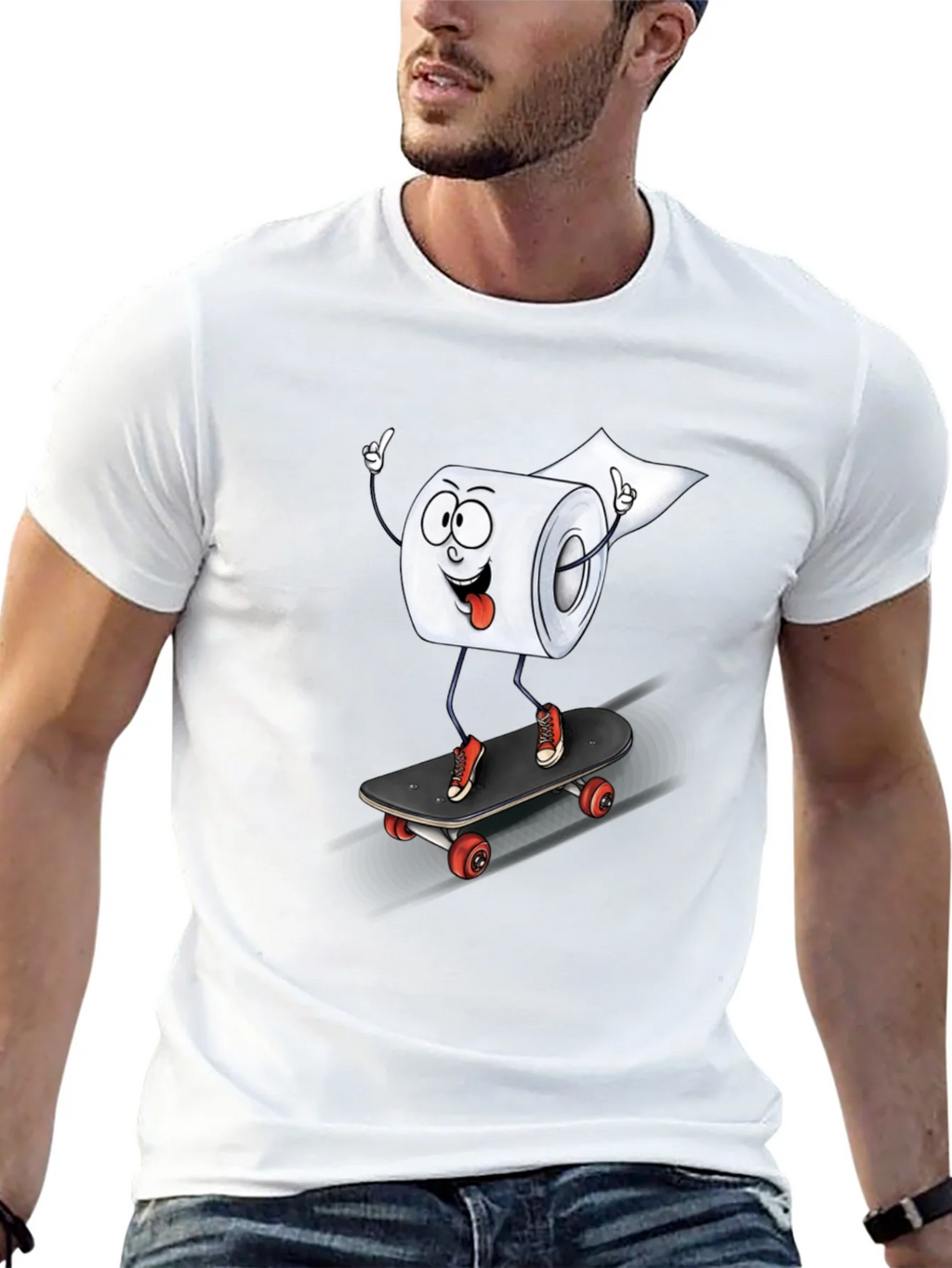 Skateboarding Toilet Paper Roll Graphic Tee product image 12