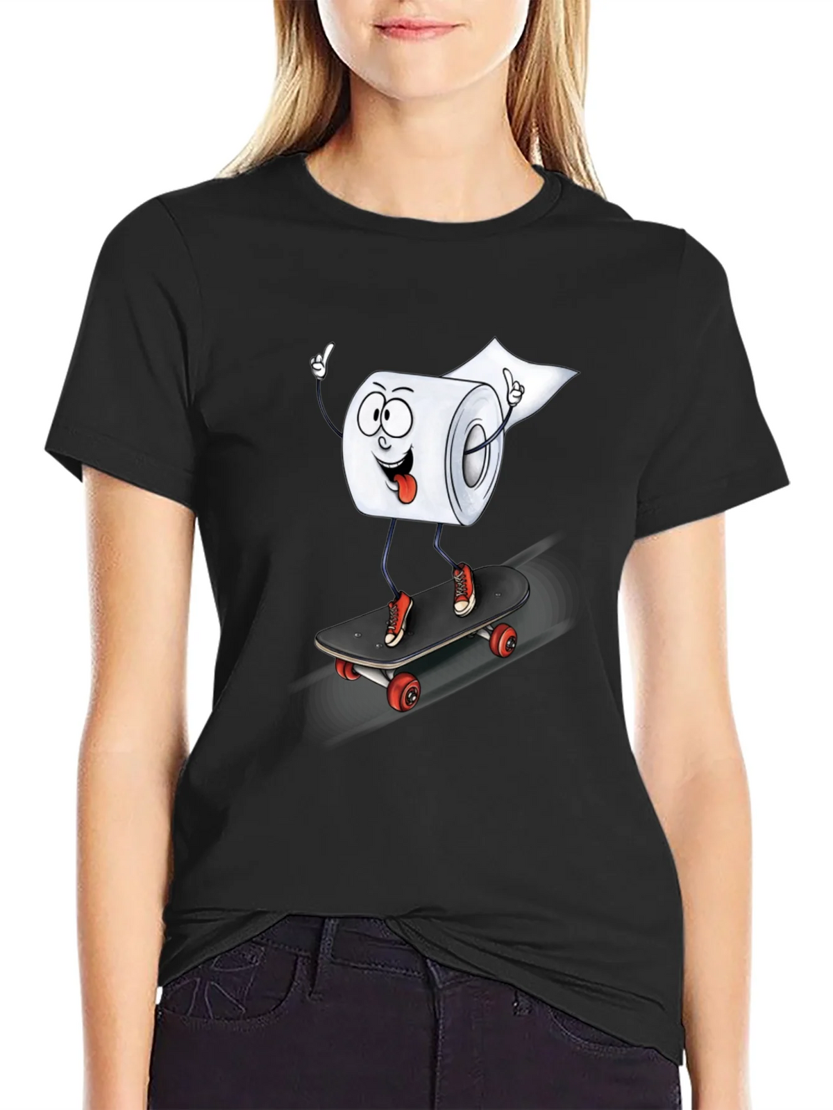 Skateboarding Toilet Paper Roll Graphic Tee product image 2