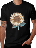 Sunflower Graphic Tee - Stylish Mens Black T-Shirt product image 1