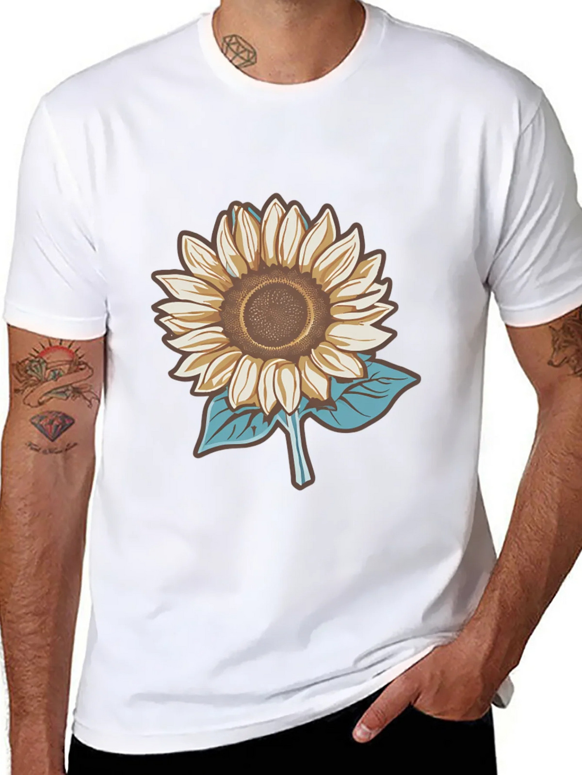 Sunflower Graphic Tee - Stylish Mens Black T-Shirt product image 7