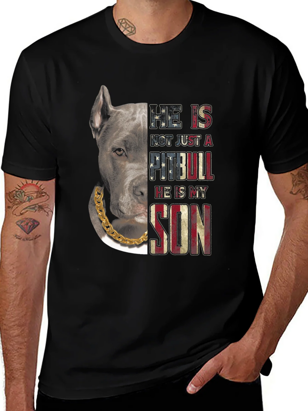 Pitbull Son American Flag T-Shirt product image 1