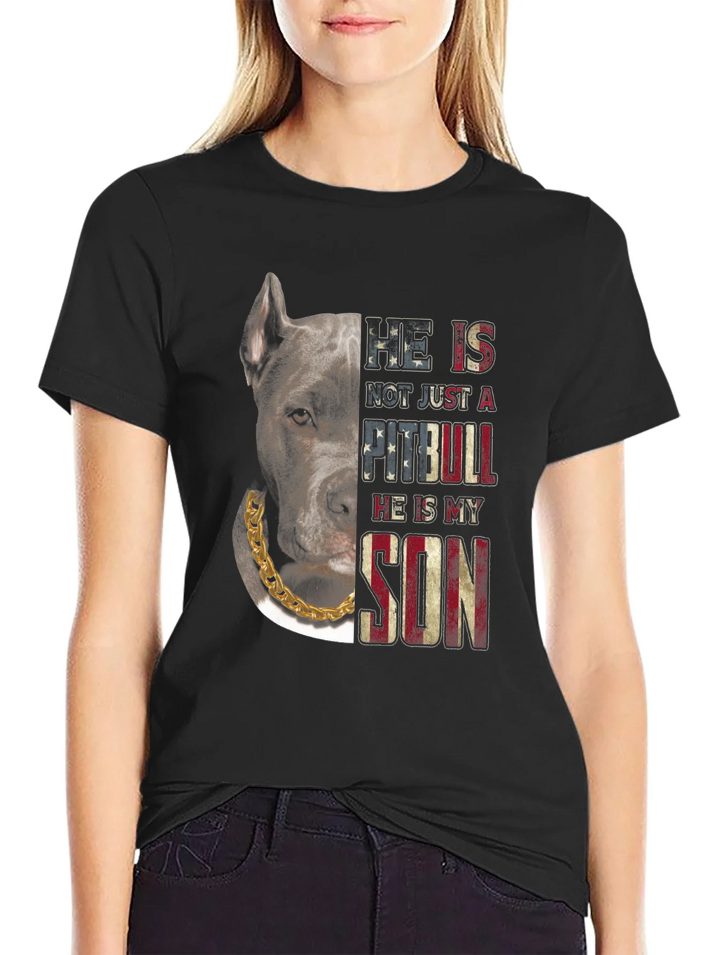 Pitbull Son American Flag T-Shirt product image 2