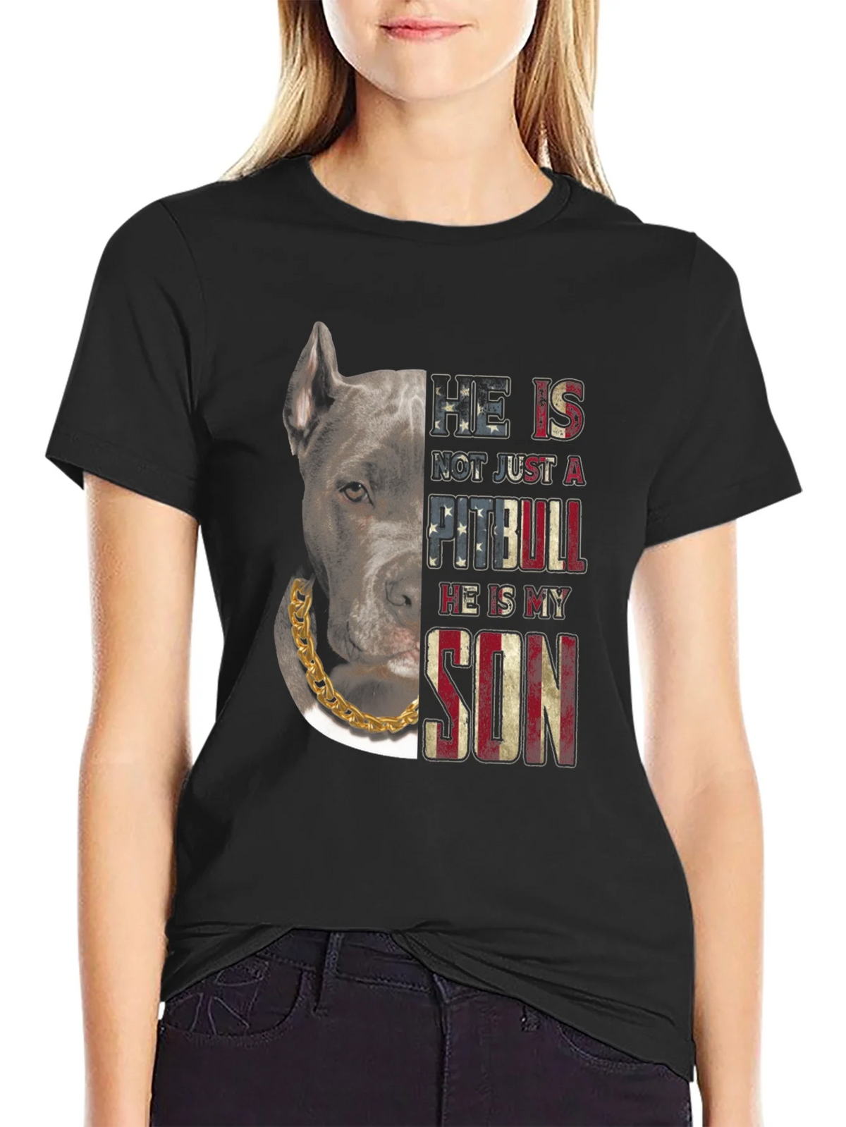 Pitbull Son American Flag T-Shirt product image 2