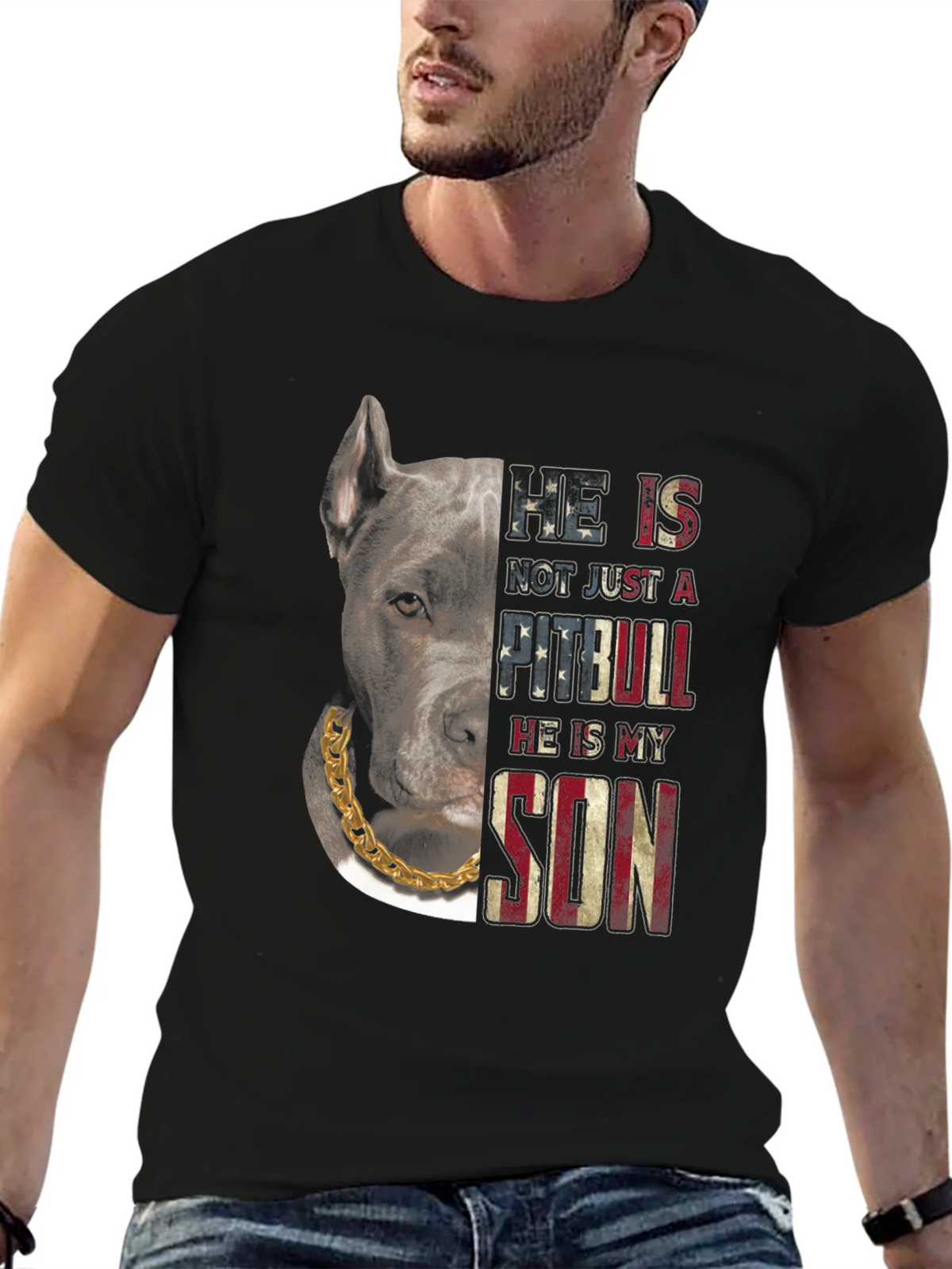 Pitbull Son American Flag T-Shirt product image 6