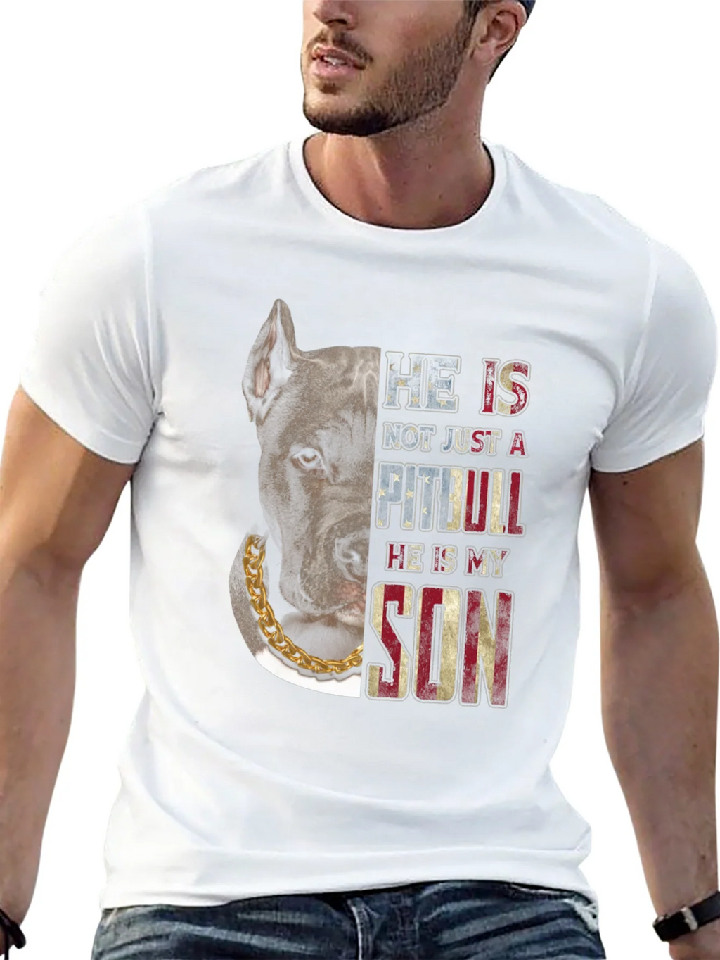 Pitbull Son American Flag T-Shirt product image 12