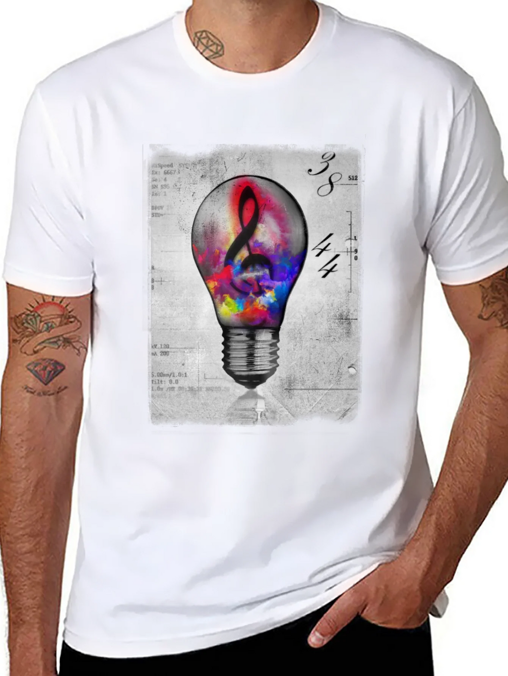 Musical Idea Light Bulb Graphic T-Shirt product image 7
