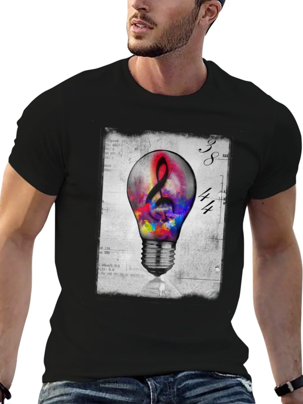 Musical Idea Light Bulb Graphic T-Shirt product image 6