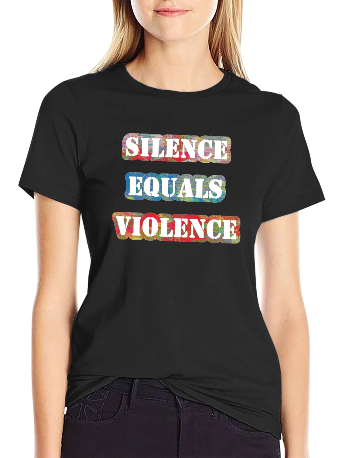 Silence Equals Violence Graphic Tee - Black product image 2