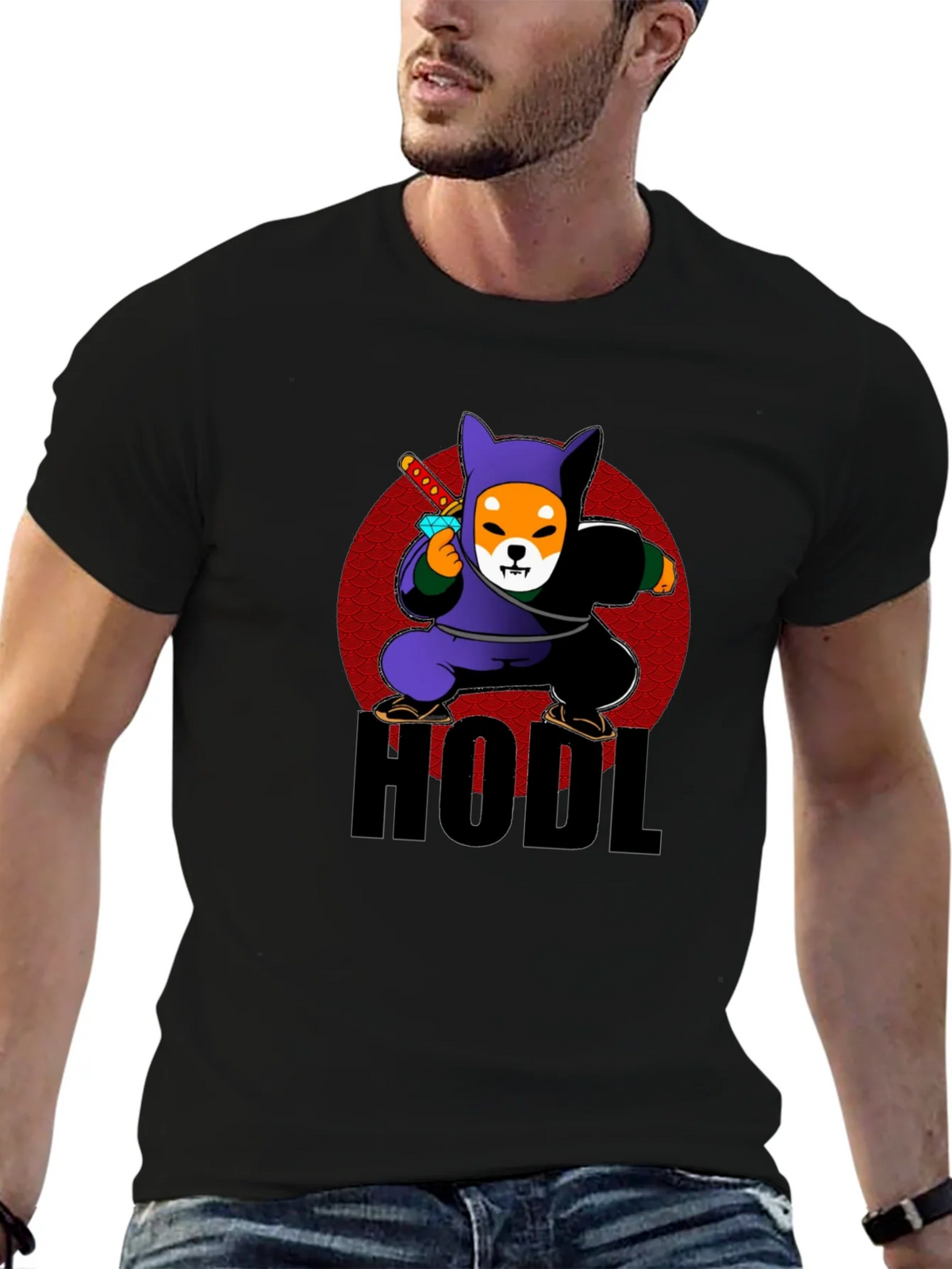 HODL Crypto Shiba Inu Ninja Black T-Shirt product image 6