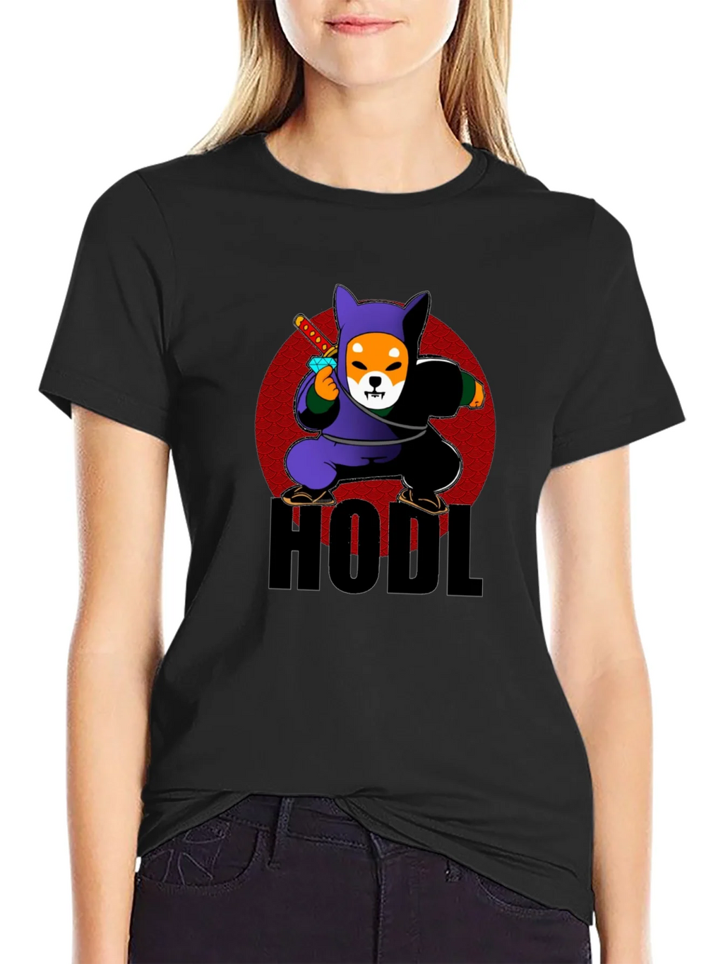 HODL Crypto Shiba Inu Ninja Black T-Shirt product image 2