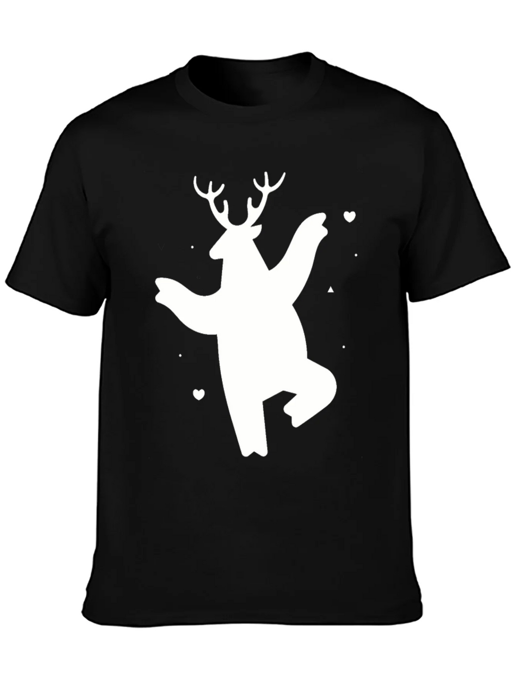Bear Deer Graphic Tee - Black Cotton Casual T-Shirt product image 3