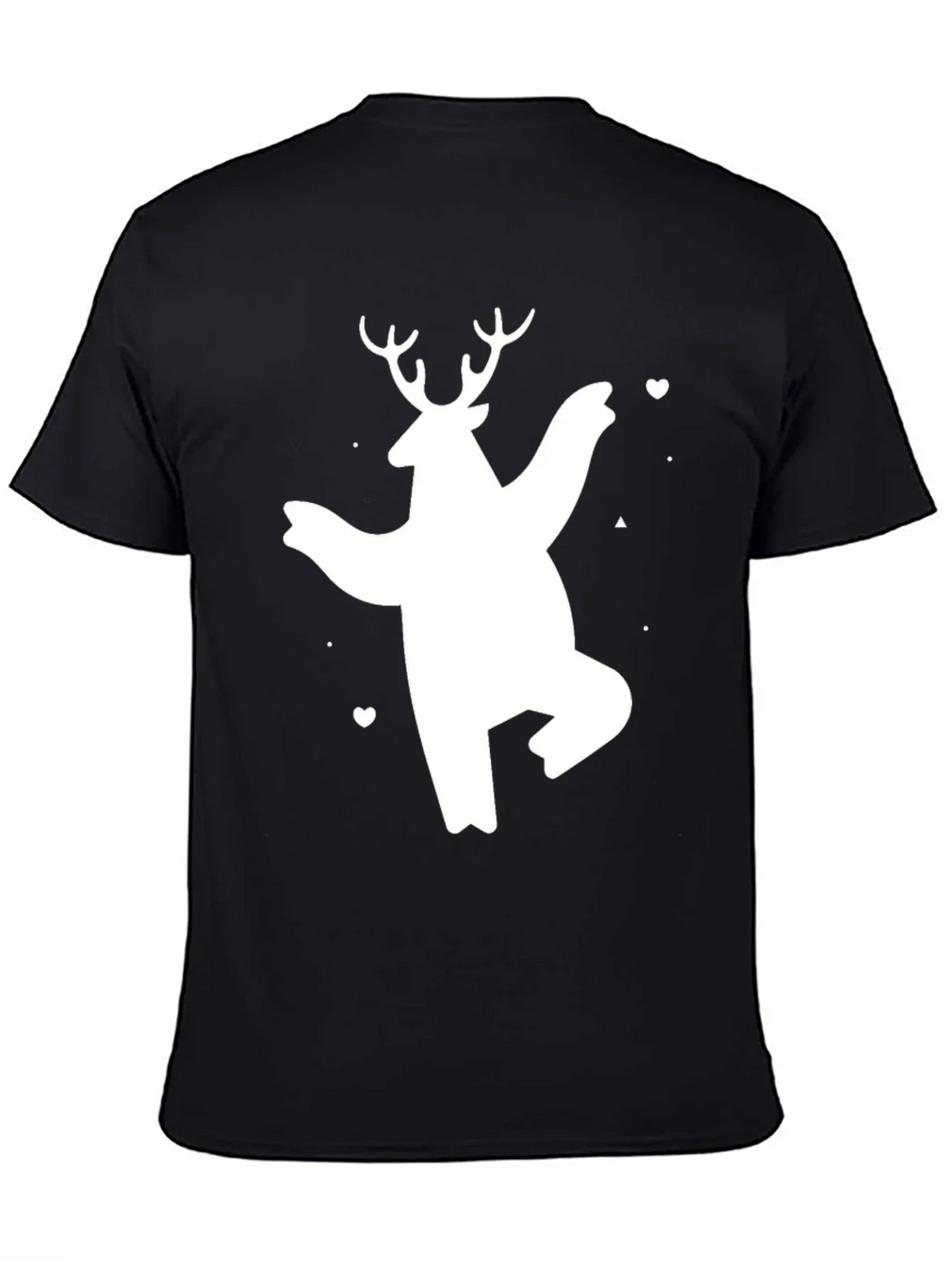 Bear Deer Graphic Tee - Black Cotton Casual T-Shirt product image 4
