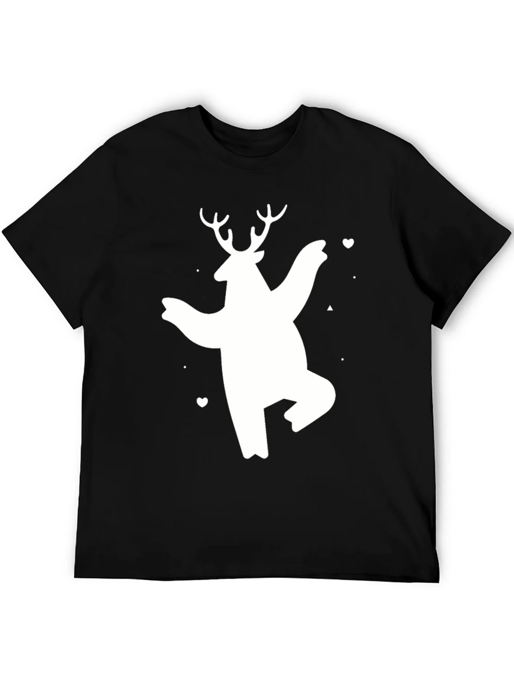 Bear Deer Graphic Tee - Black Cotton Casual T-Shirt product image 5