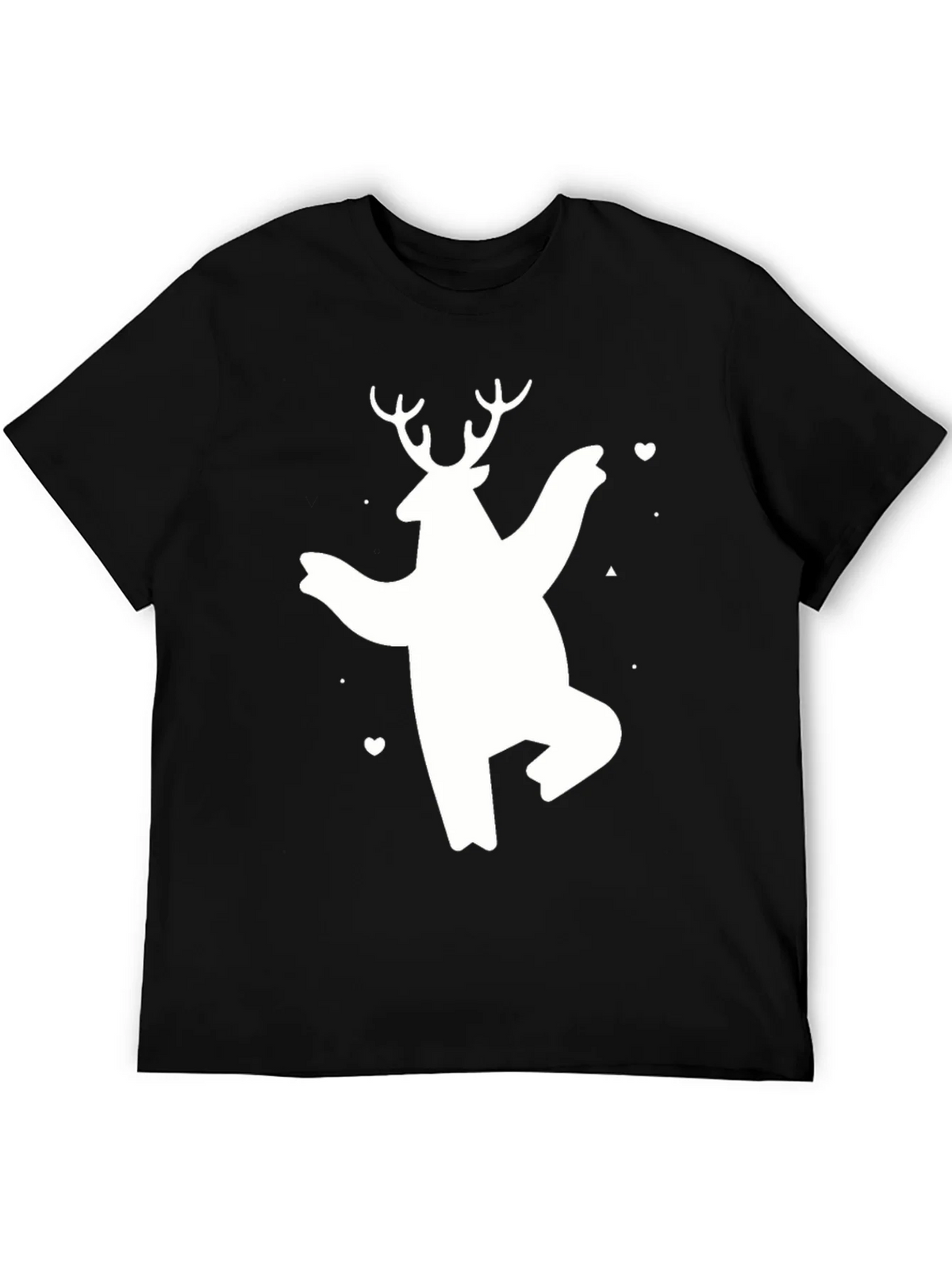 Bear Deer Graphic Tee - Black Cotton Casual T-Shirt product image 5
