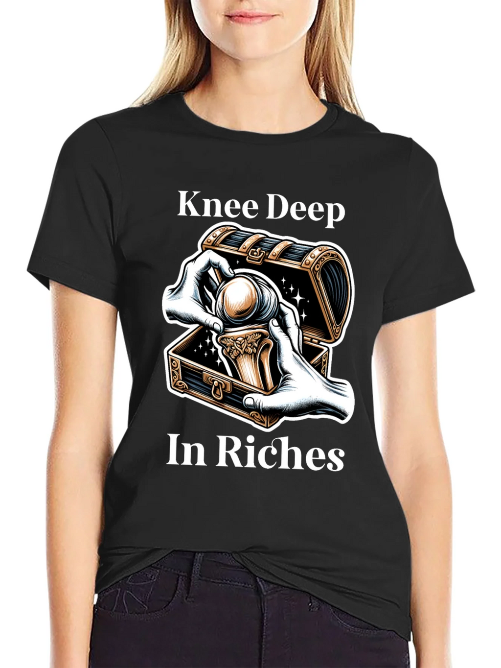 Knee Deep in Riches Black Graphic Tee product image 2