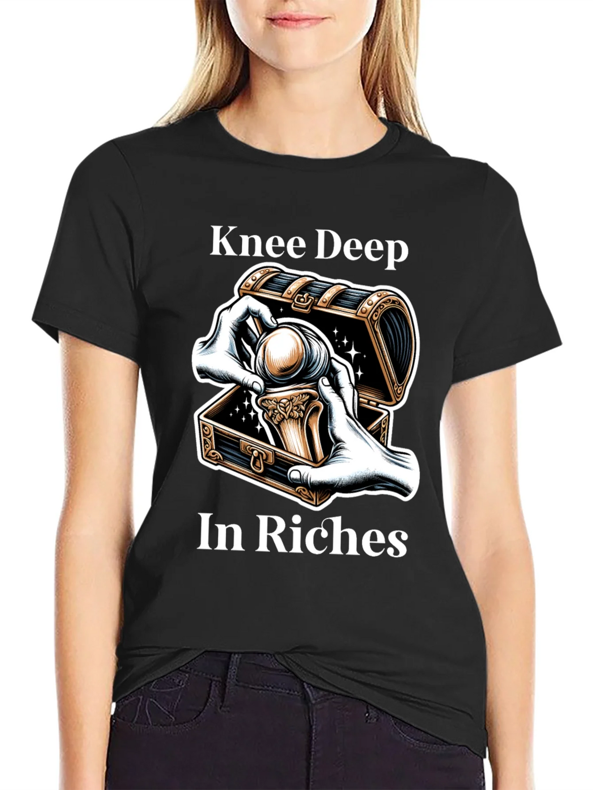 Knee Deep in Riches Black Graphic Tee product image 2