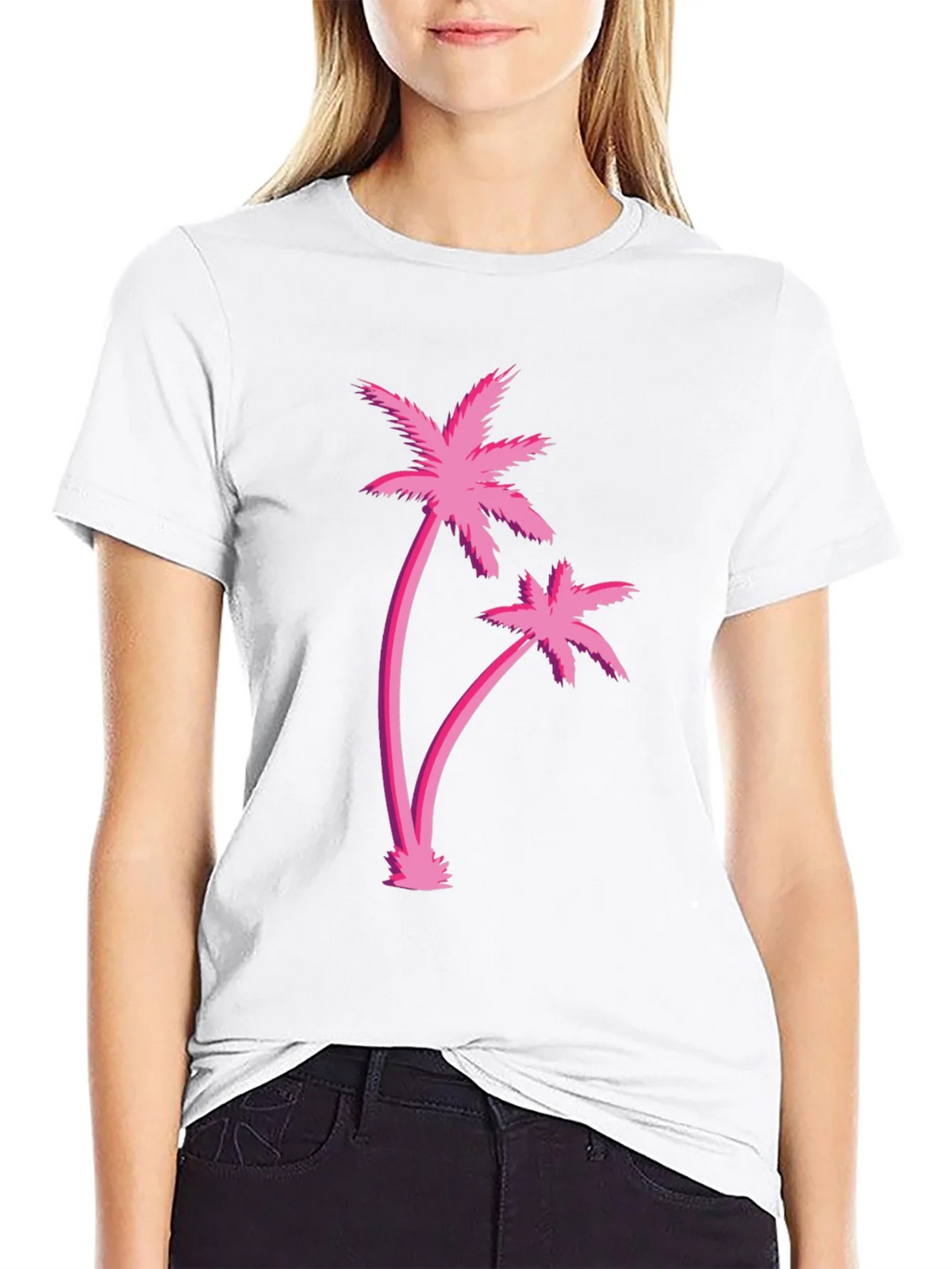 Retro Palm Tree Graphic Black T-Shirt product image 8