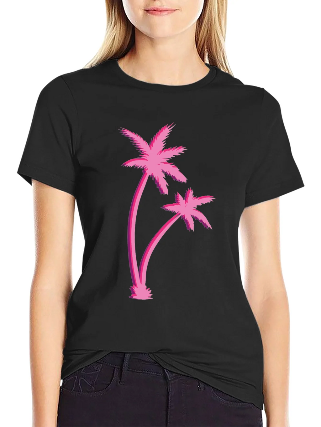 Retro Palm Tree Graphic Black T-Shirt product image 2