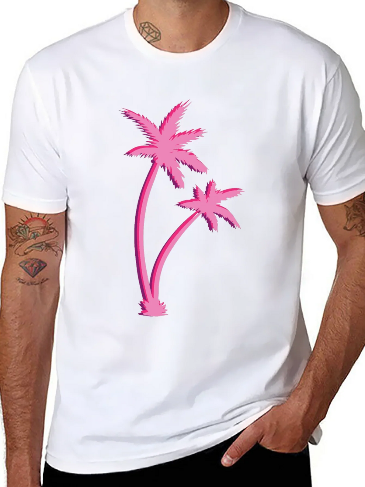 Retro Palm Tree Graphic Black T-Shirt product image 7