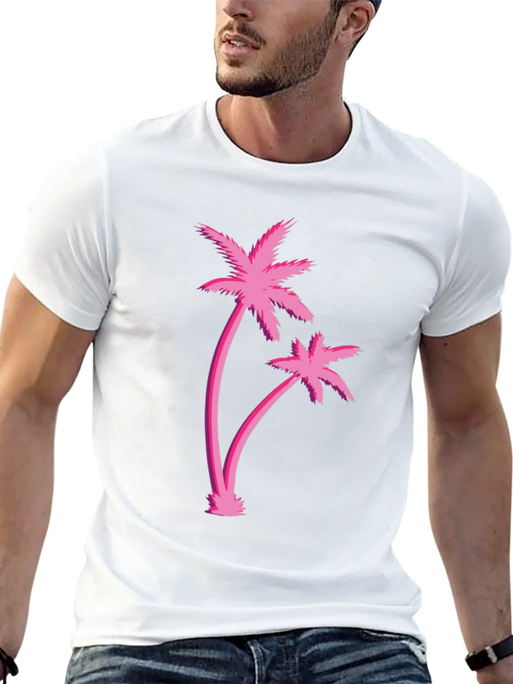 Retro Palm Tree Graphic Black T-Shirt product image 12