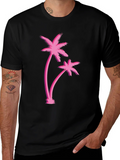 Retro Palm Tree Graphic Black T-Shirt product image 1