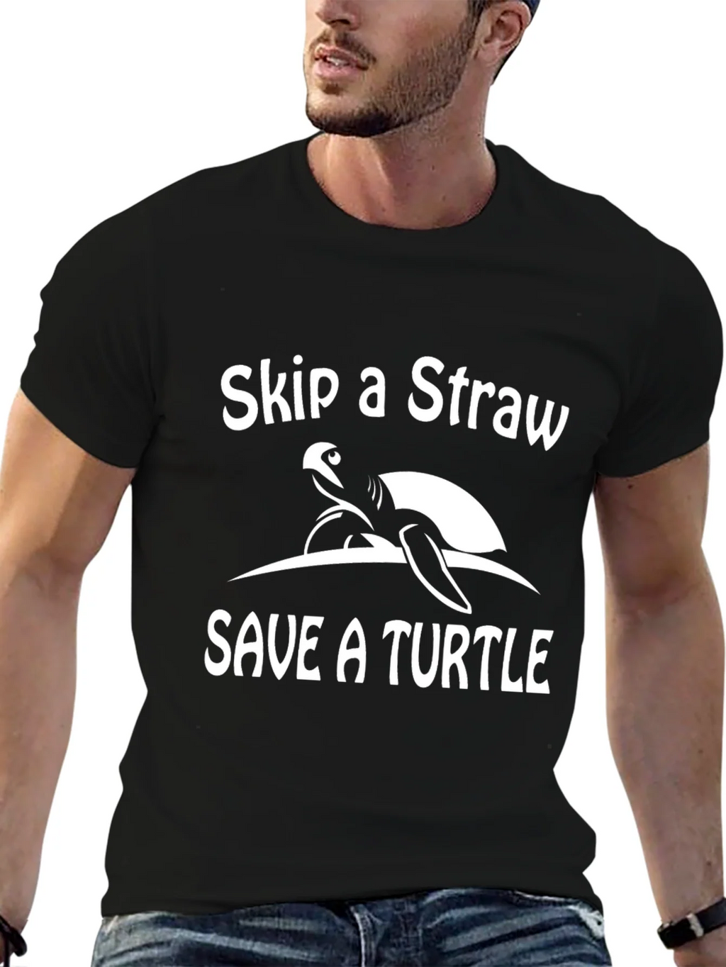 Skip a Straw Save a Turtle Graphic T-Shirt product image 6