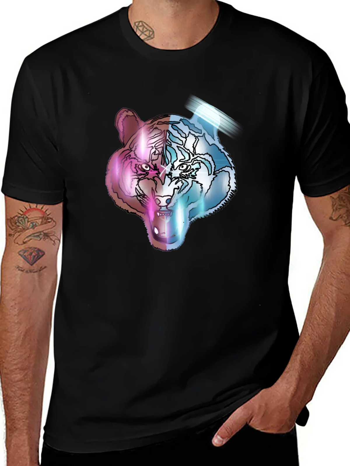 Neon Tiger Graphic Tee - Unisex Black T-Shirt product image 1
