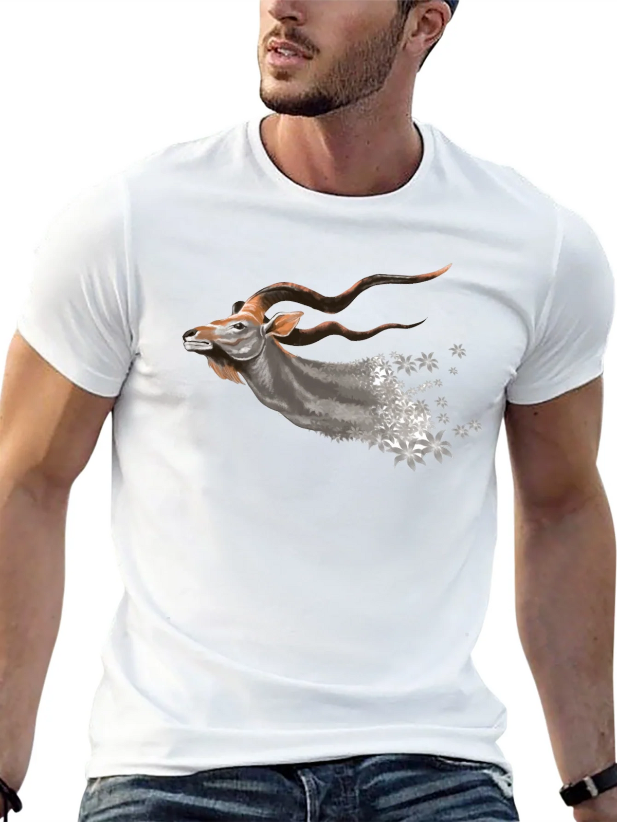 Mens Black T-Shirt with Kudu Design product image 12