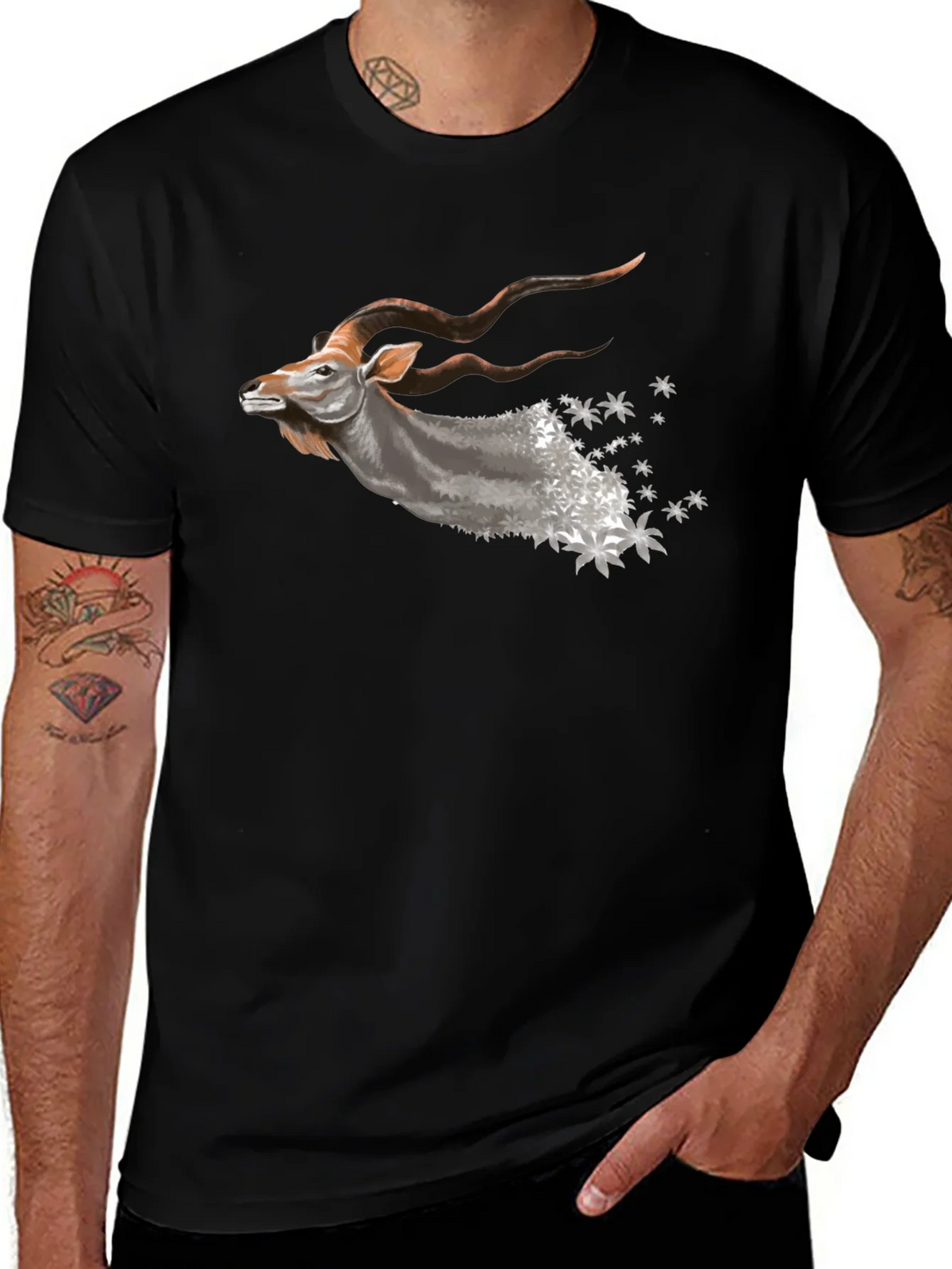 Mens Black T-Shirt with Kudu Design product image 1