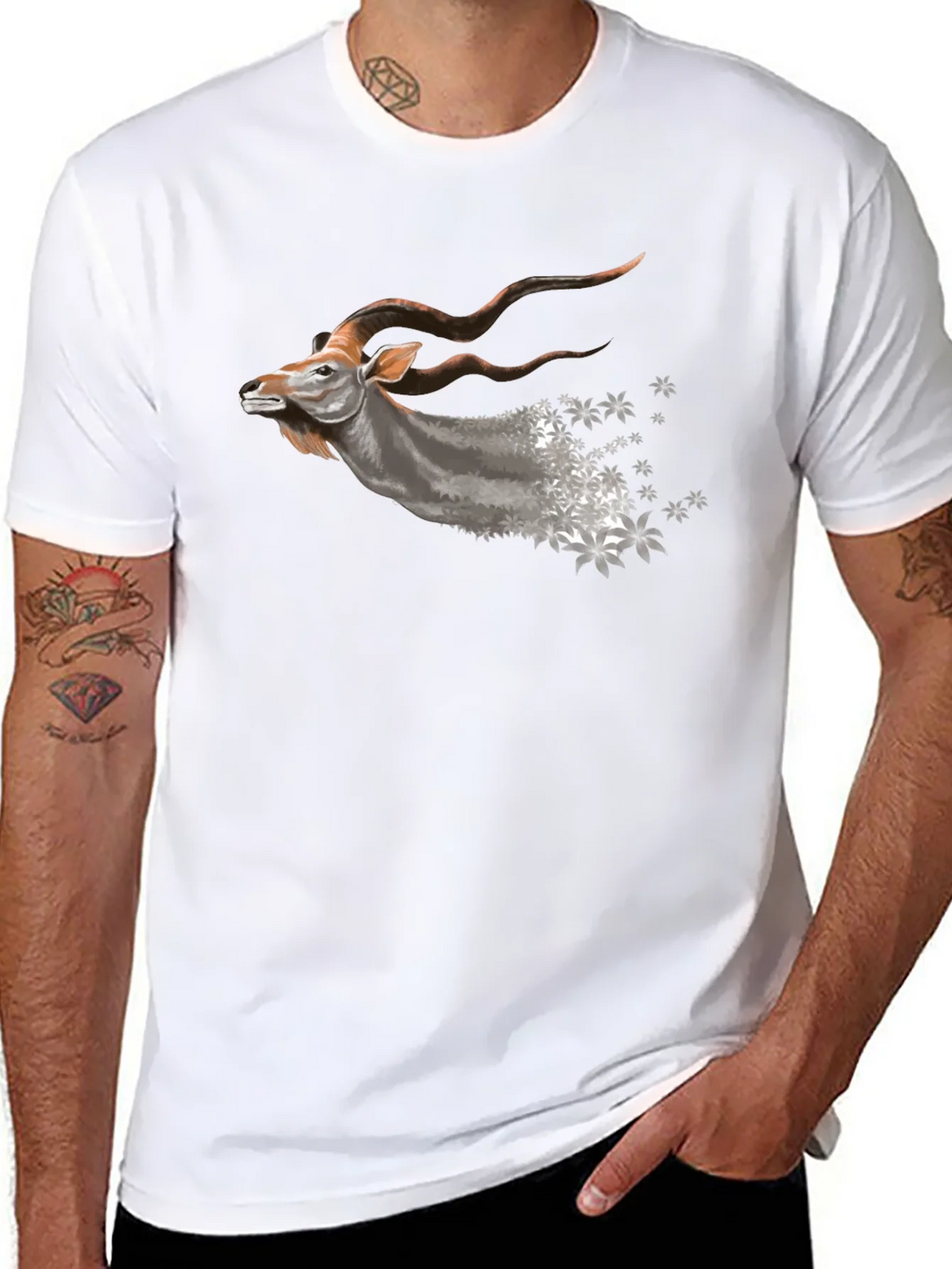 Mens Black T-Shirt with Kudu Design product image 7