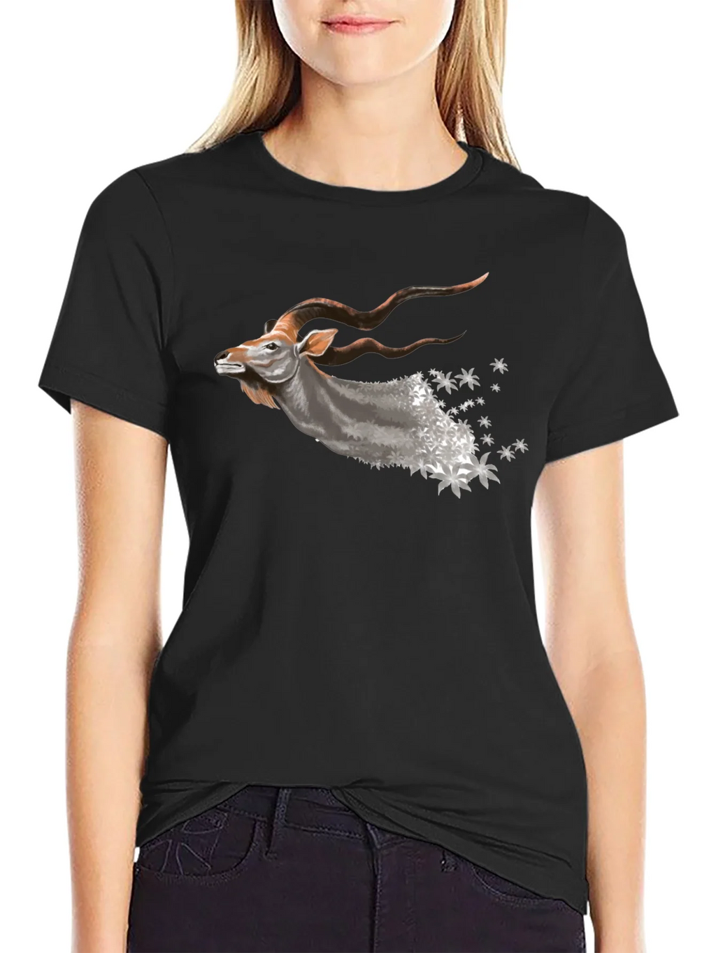 Mens Black T-Shirt with Kudu Design product image 2