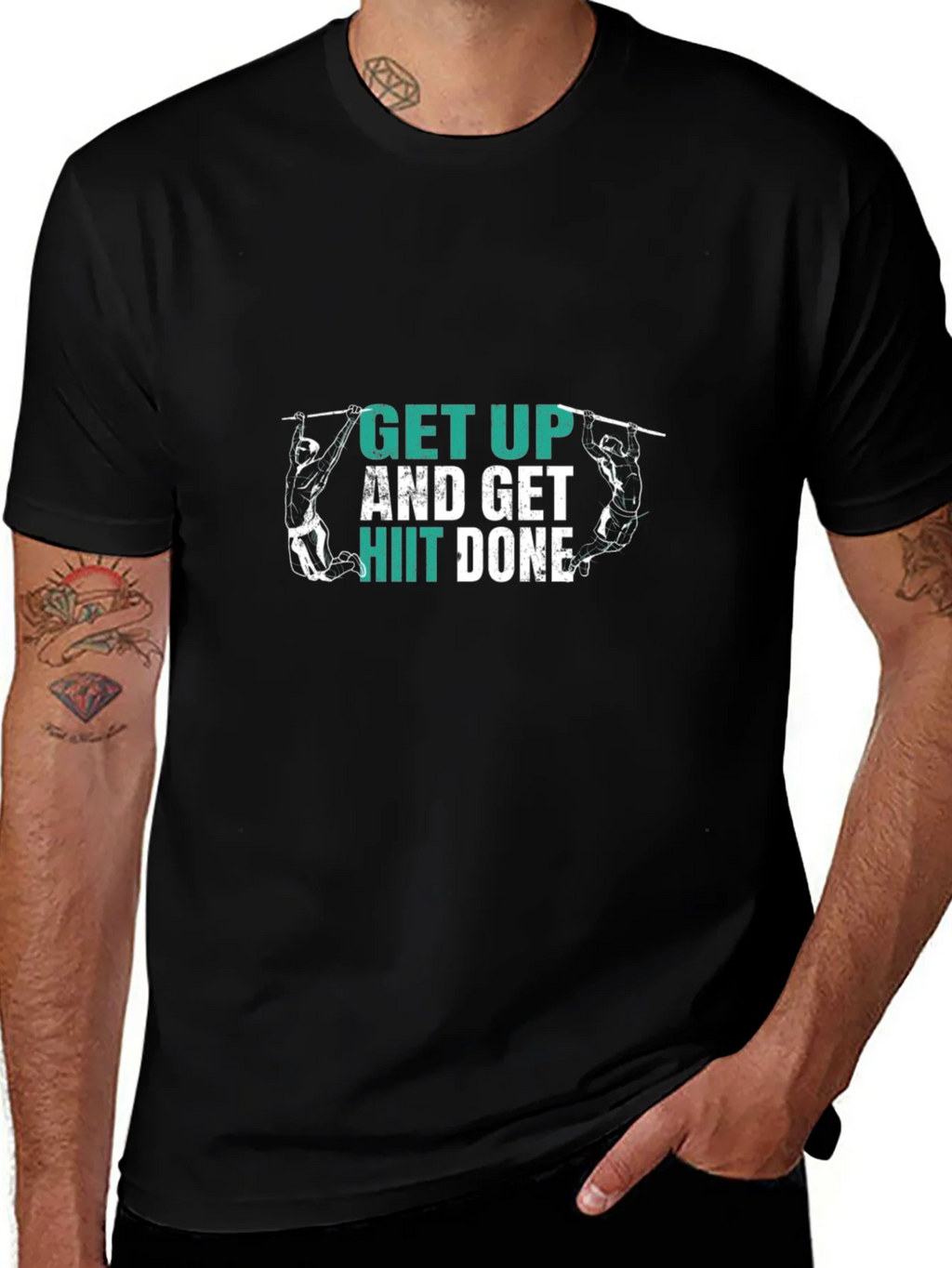 Get Up HIIT Done Black T-Shirt Fitness Motivation product image 1