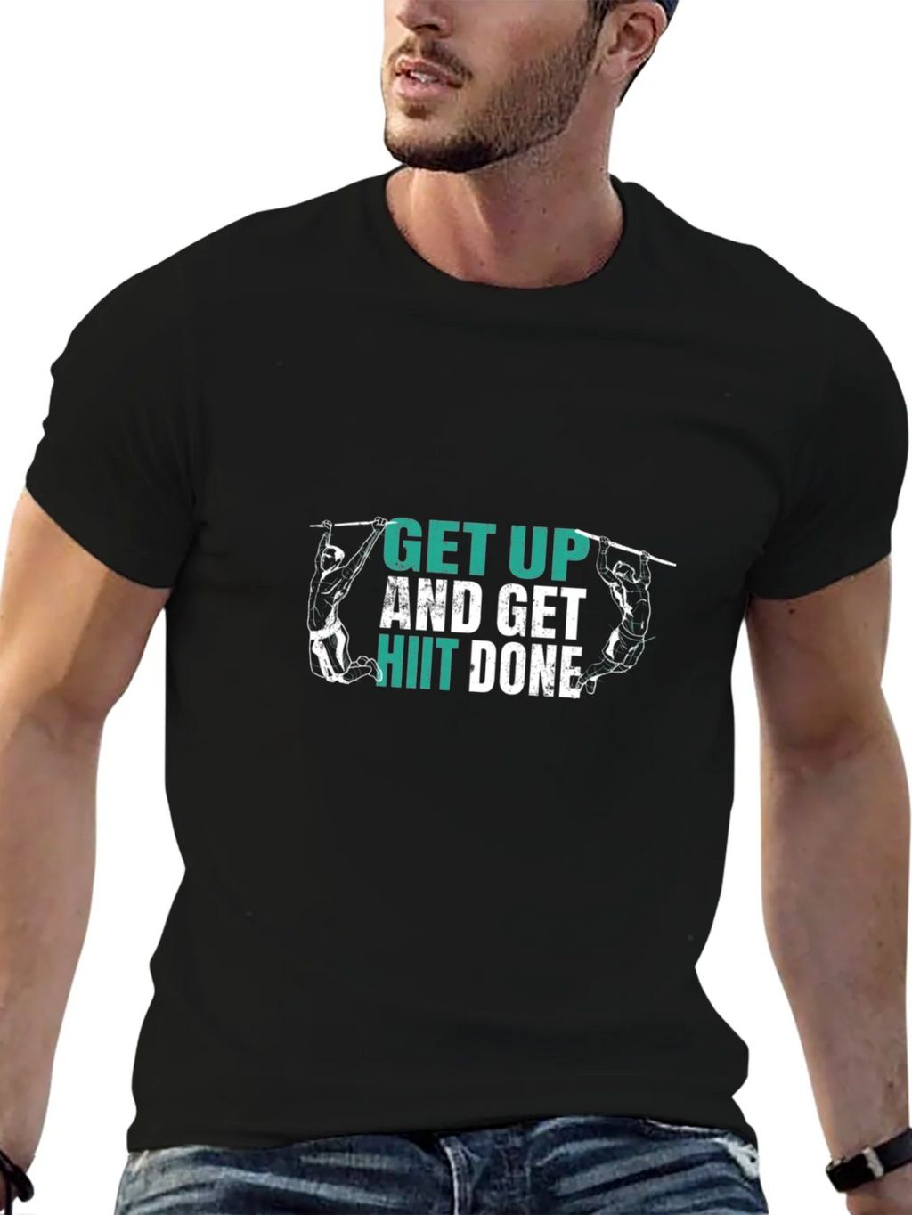 Get Up HIIT Done Black T-Shirt Fitness Motivation product image 6