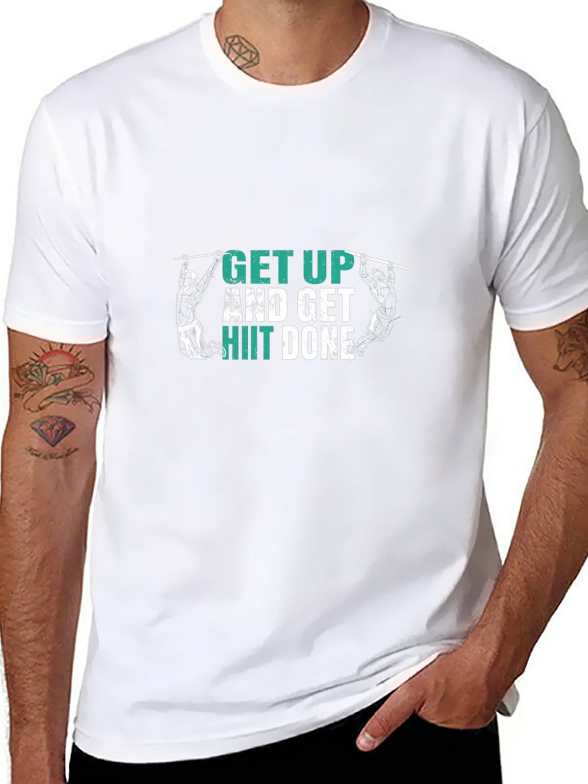 Get Up HIIT Done Black T-Shirt Fitness Motivation product image 7
