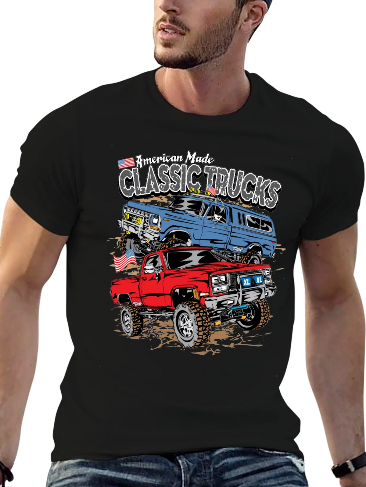 American Made Classic Trucks Graphic Tee product image 3