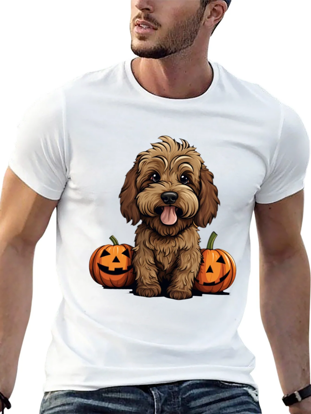 Halloween Dog Lover T-Shirt - Cute Puppy & Pumpkins product image 12