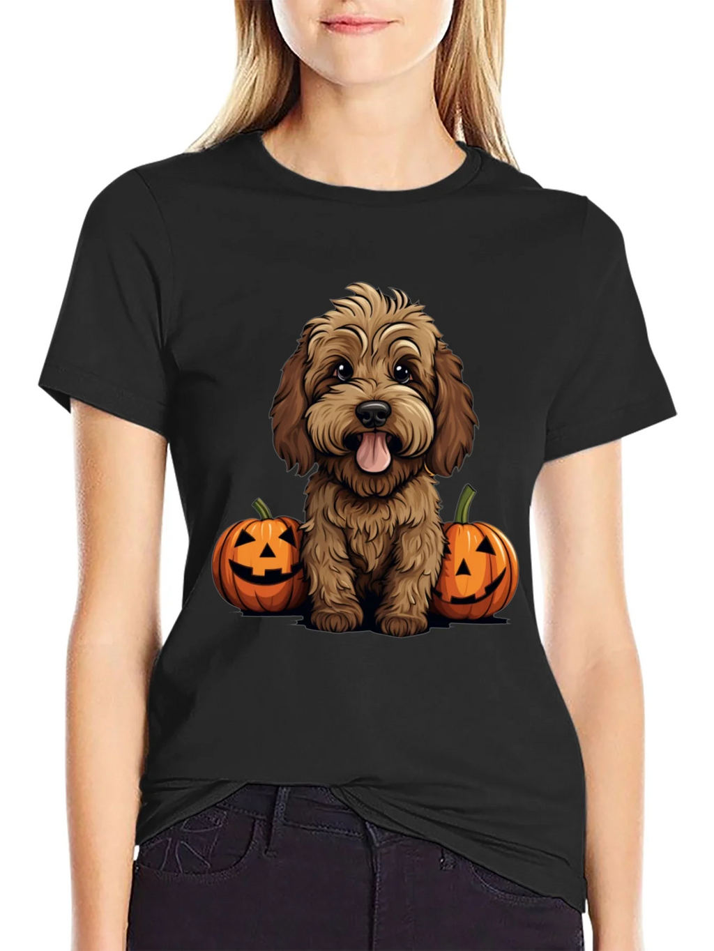 Halloween Dog Lover T-Shirt - Cute Puppy & Pumpkins product image 2