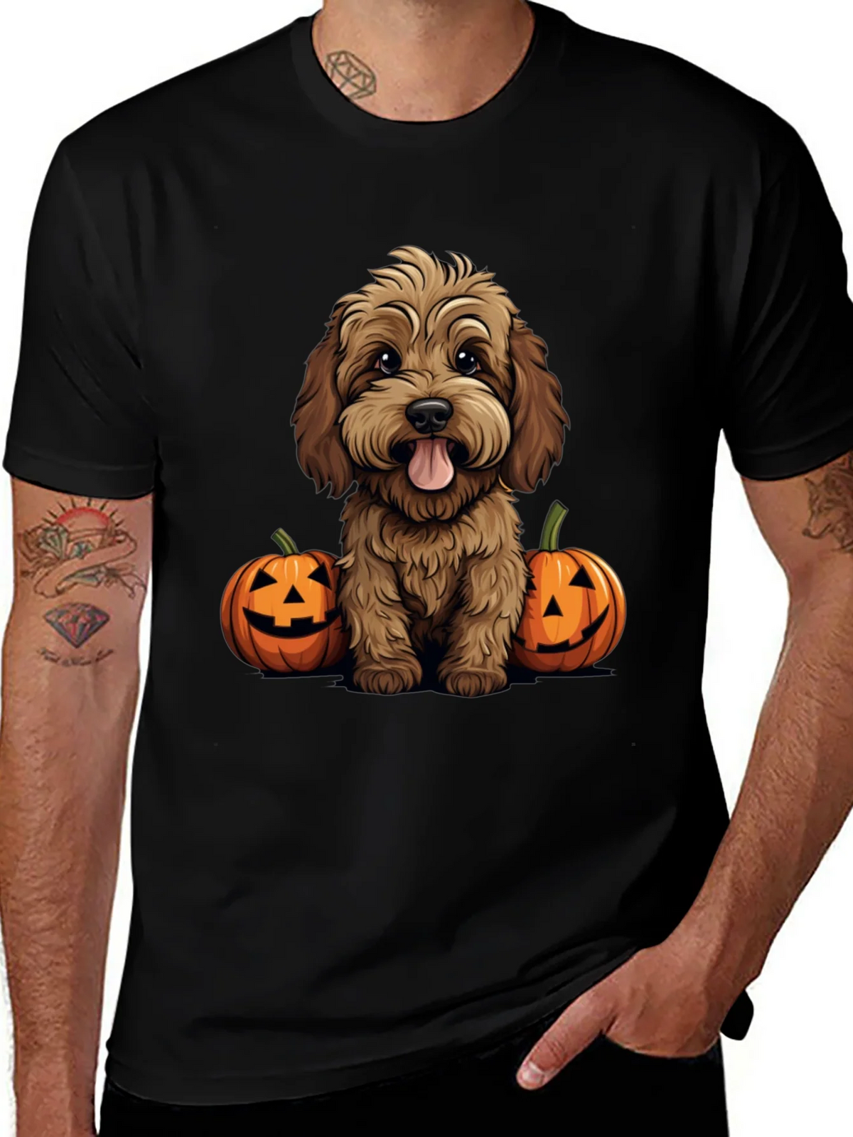 Halloween Dog Lover T-Shirt - Cute Puppy & Pumpkins product image 1