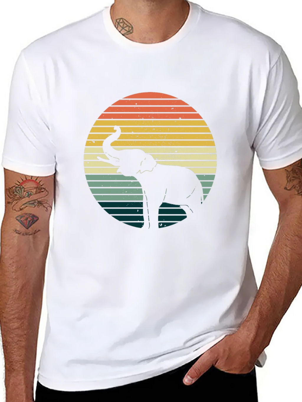 Retro Elephant Sunset Graphic Tee - Black product image 7