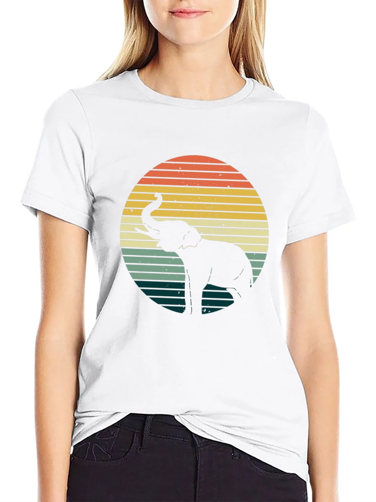 Retro Elephant Sunset Graphic Tee - Black product image 8