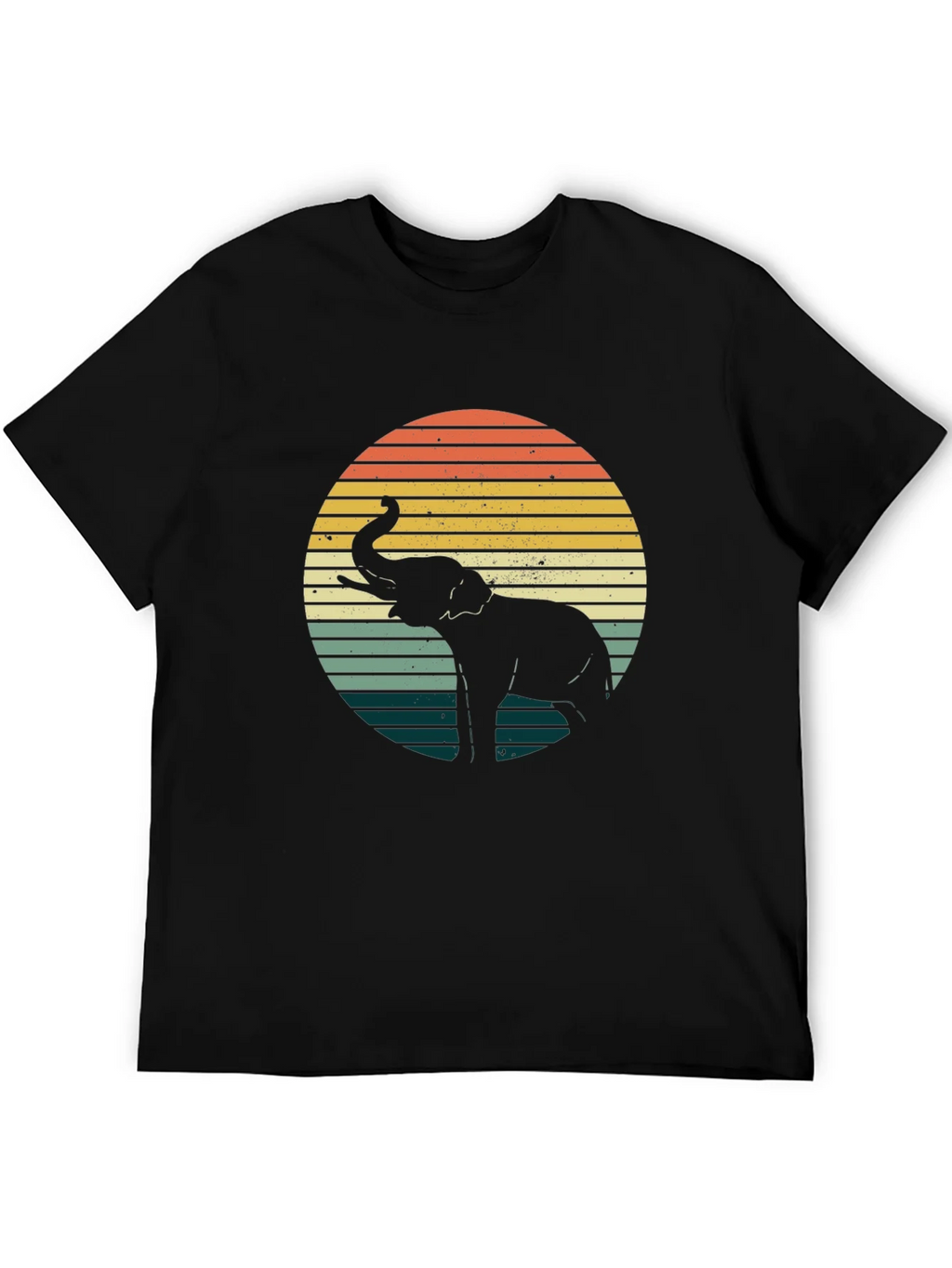 Retro Elephant Sunset Graphic Tee - Black product image 5