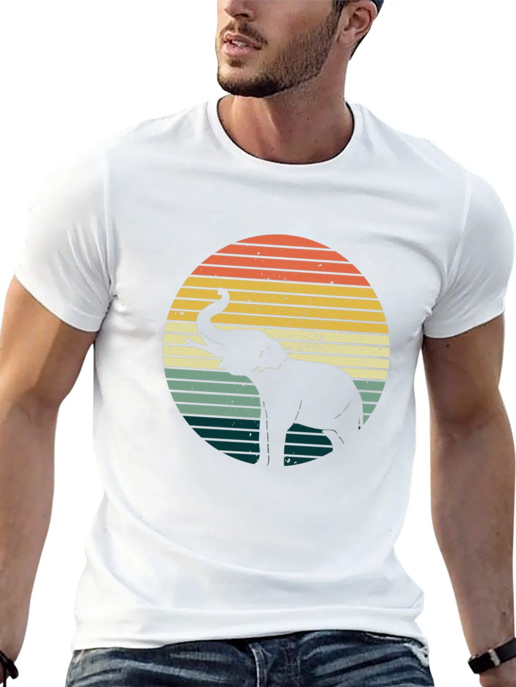 Retro Elephant Sunset Graphic Tee - Black product image 12