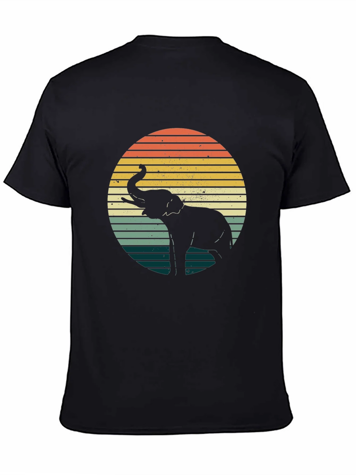 Retro Elephant Sunset Graphic Tee - Black product image 4
