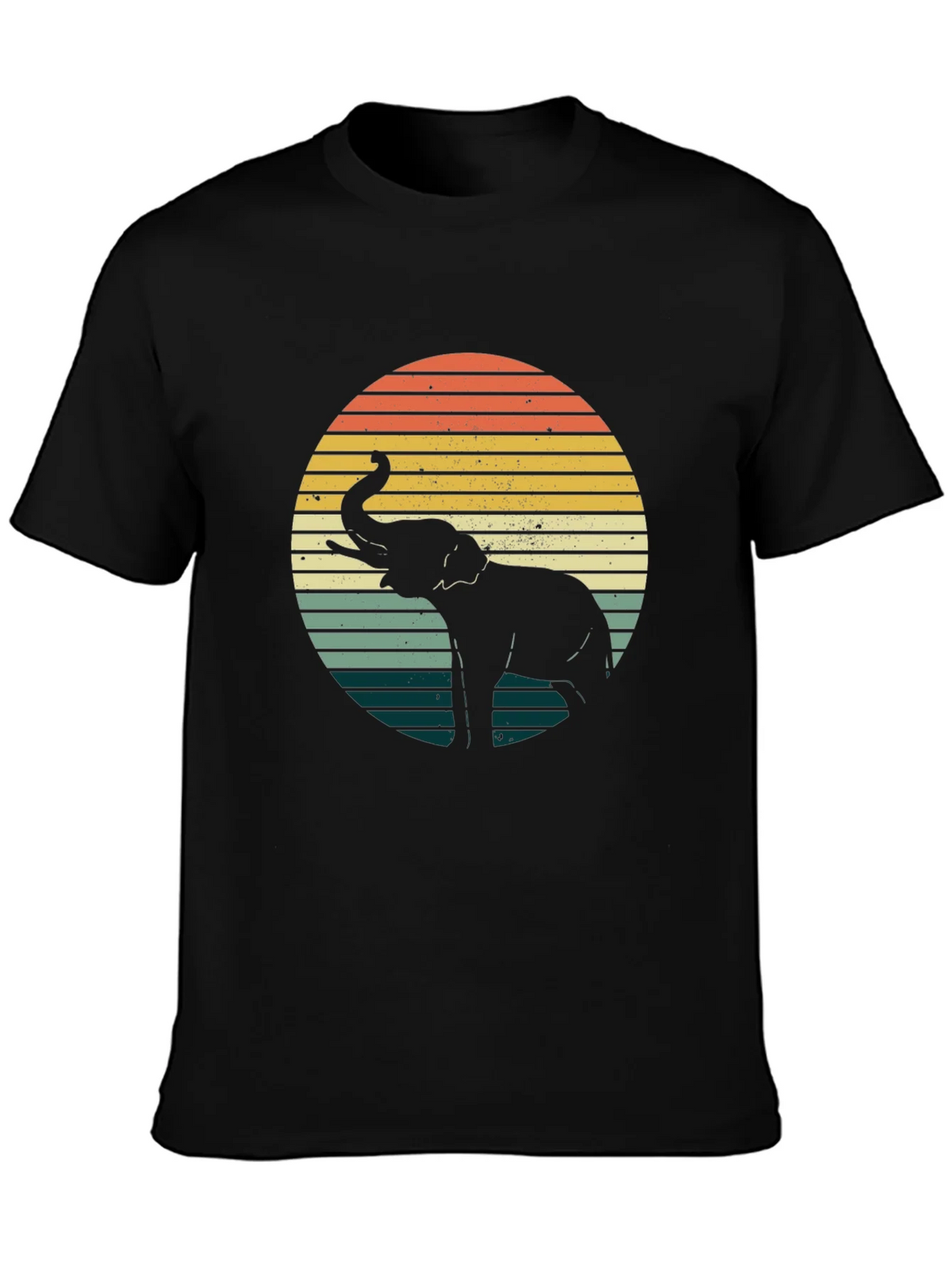 Retro Elephant Sunset Graphic Tee - Black product image 3