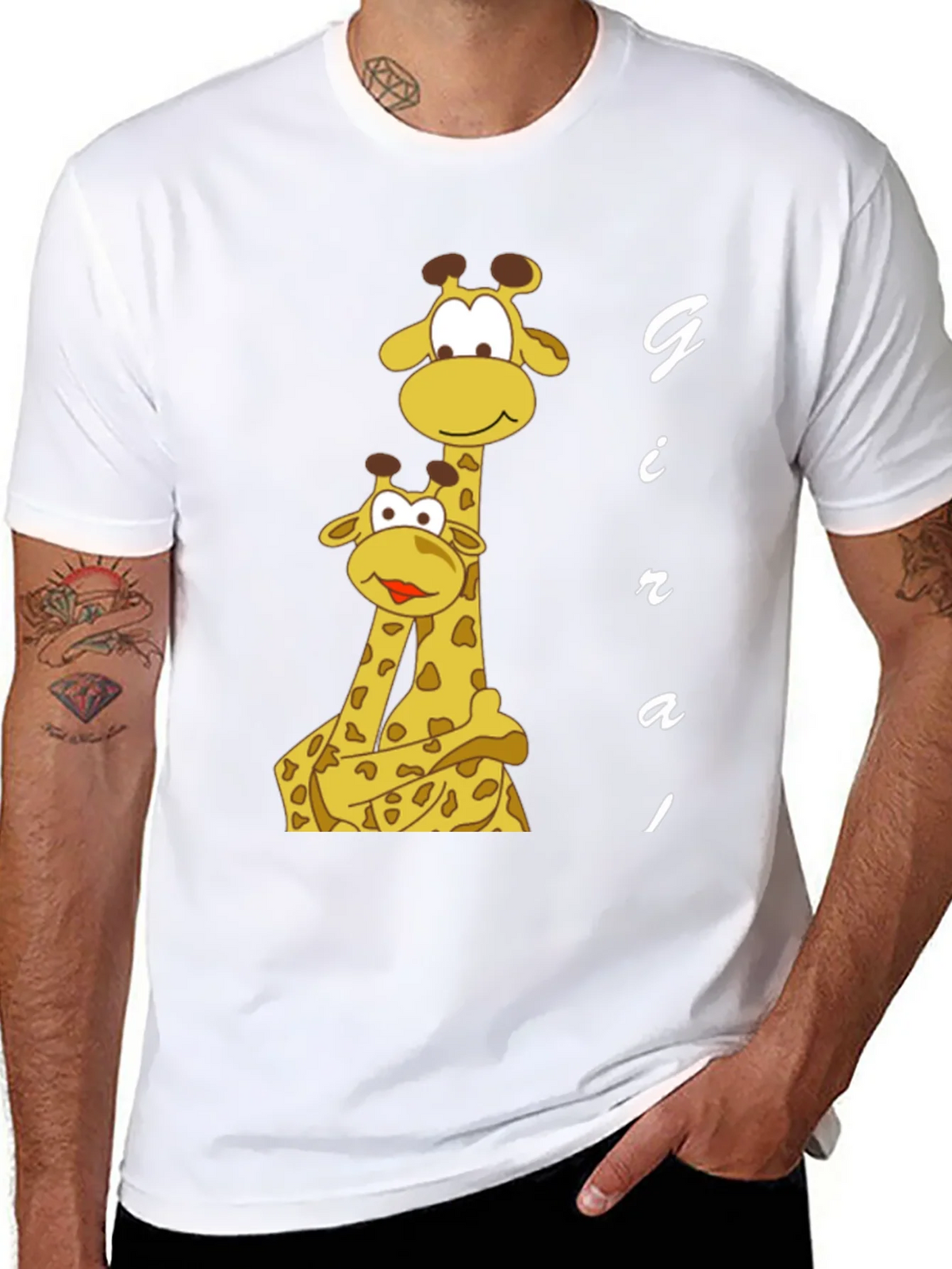 Giraffe Family Graphic Tee - Black Cotton T-Shirt product image 7