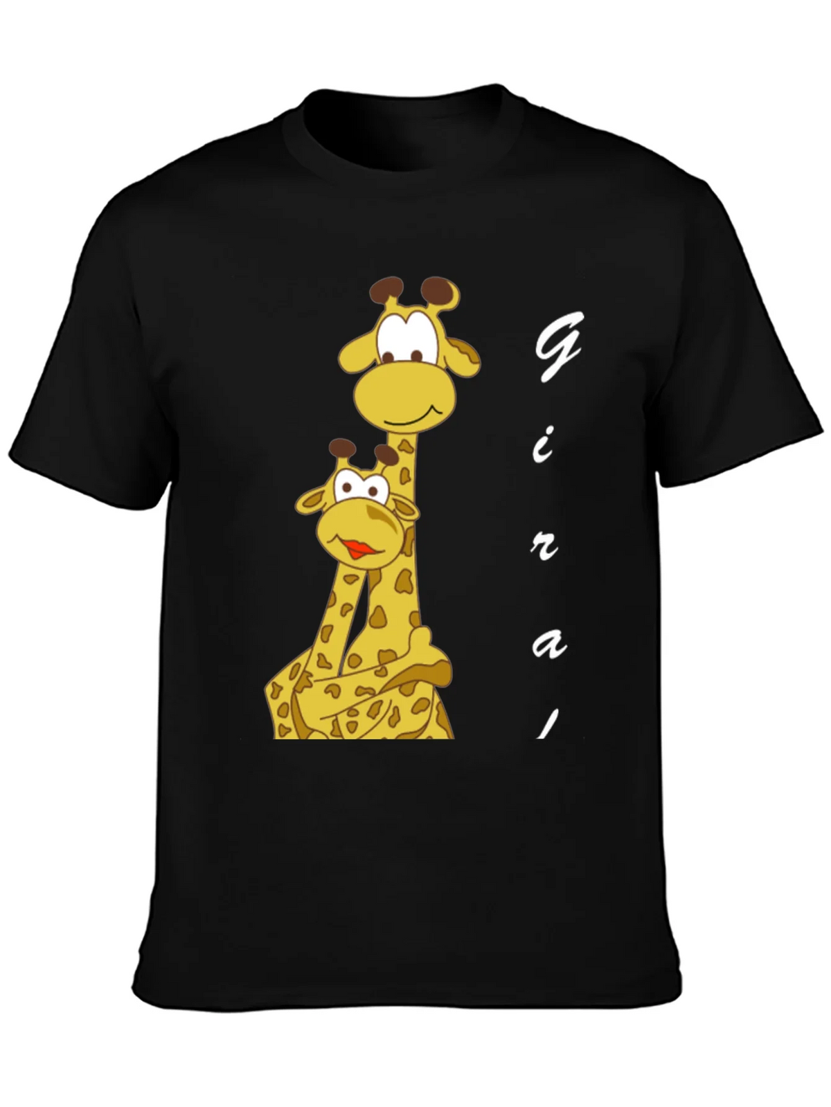Giraffe Family Graphic Tee - Black Cotton T-Shirt product image 3