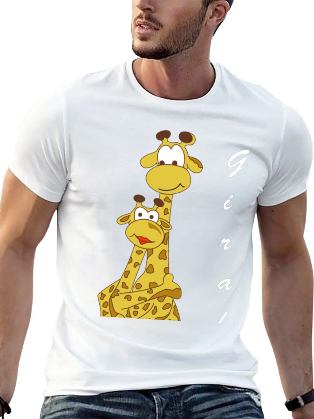 Giraffe Family Graphic Tee - Black Cotton T-Shirt product image 12